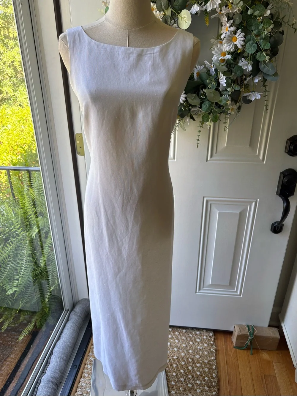 Classic White Midi Sheath Dress - Elegant Women's Dress